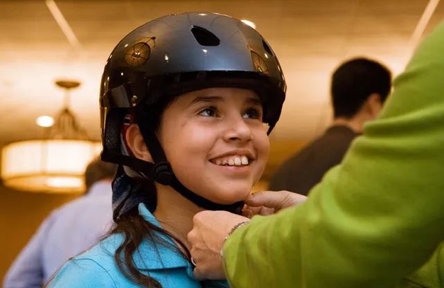 a child wearing helmet
