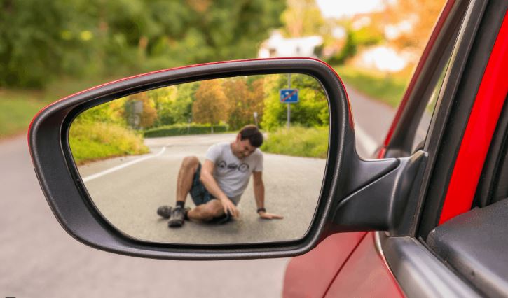 a pedestrian hit by a car